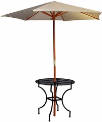 Easy to Assemble Iron Patio Table - Round Black 3" with Umbrella Hole - Pangaea Home and Garden Furniture - FM-C4851-K