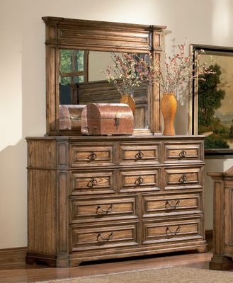 Edgewood Dresser with Mirror in Warm Brown Oak - Coaster - 201623-24-SET