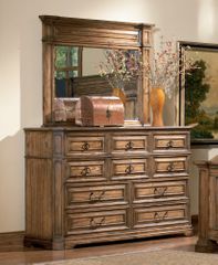 Edgewood Dresser with Mirror in Warm Brown Oak - Coaster - 201623-24-SET