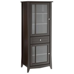 Elegance Curio Cabinet - 2 Glass doors, 1 Drawer, 3 Adjustable Shelves - Nexera Furniture