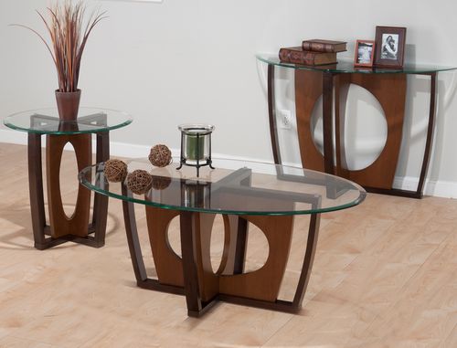 Ellipse Cherry Contemporary 3PC Occasional Table Set - 524-1G