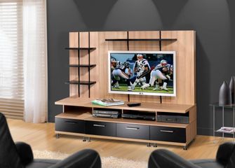Entertainment Center Set 1 in Biscotti and Black - Eclipse Collection - Nexera Furniture - 400046