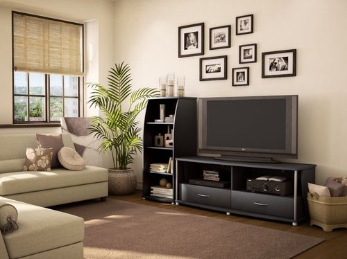 Entertainment Center Set 1 in Solid Black - South Shore Furniture - 4270-ESET-191