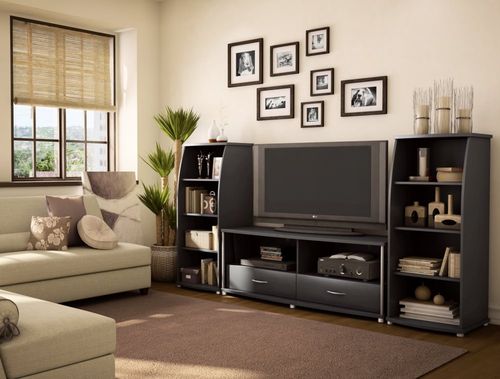 Entertainment Center Set 2 in Solid Black - South Shore Furniture - 4270-ESET-192