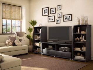 Entertainment Center Set 2 in Solid Black - South Shore Furniture - 4270-ESET-192