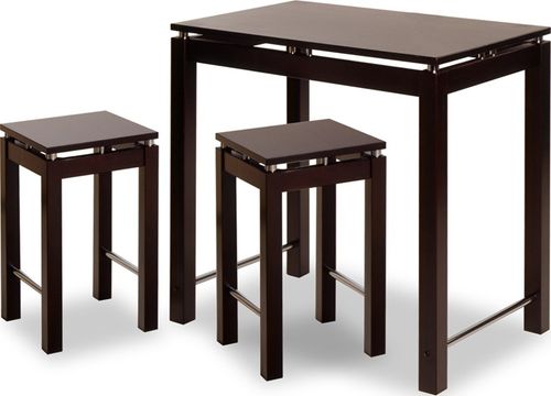 Espresso Breakfast Table with 2 Stools Set - Winsome Trading - 92734