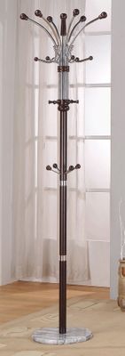 Espresso Coat Rack with Marble Base - Nata - 12265