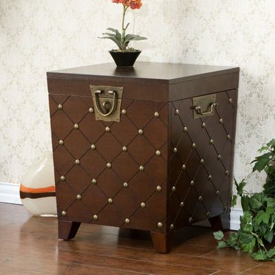 Espresso Nailhead End Table Trunk - Holly and Martin