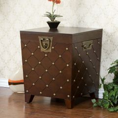Espresso Nailhead End Table Trunk - Holly and Martin