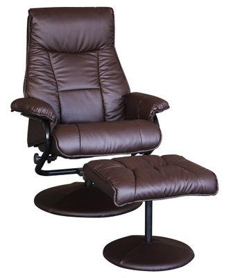 Espresso PU Chair and Ottoman Set - Lauralyn - 19796
