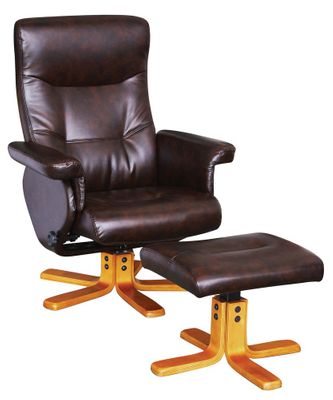 Espresso PU Chair and Ottoman Set (Stressless) - Leo - 19794