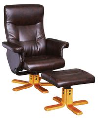 Espresso PU Chair and Ottoman Set (Stressless) - Leo - 19794