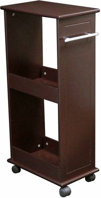 Espresso Rolling Side Cabinet with Shelves