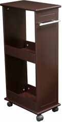 Espresso Rolling Side Cabinet with Shelves