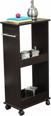 Espresso Rolling Side Cabinet with Shelves