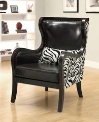 Exposed Wood Zebra Print Accent Chair with Nailhead Trim - 902069