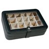 Faux Leather Crystal Jewelry Box with 24 Sections in Black - Elaine - Jewelry Boxes by Mele - 0055062M