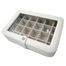 Faux Leather Crystal Jewelry Box with 24 Sections in Ivory - Elaine - Jewelry Boxes by Mele - 0055030M