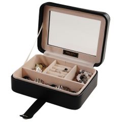 Faux Leather Glass Top Jewelry Box in Black - Rio - Jewelry Boxes by Mele - 0055362M