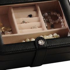Faux Leather Glass Top Jewelry Box in Black - Rio - Jewelry Boxes by Mele - 0055362M