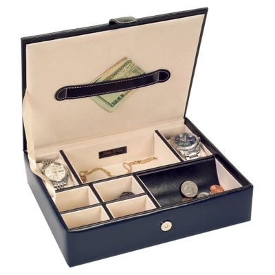 Faux Leather Men's Valet in Black - Carson - Jewelry Boxes by Mele - 0068511M