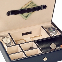 Faux Leather Men's Valet in Black - Carson - Jewelry Boxes by Mele - 0068511M