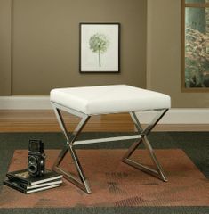 Faux Leather Ottoman with Metal Base - 501063