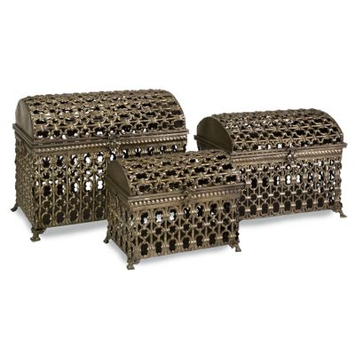 Fiennes Metal Storage Trunks (Set of 3) - IMAX - 87234-3