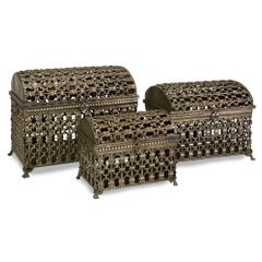 Fiennes Metal Storage Trunks (Set of 3) - IMAX - 87234-3