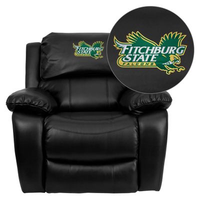 Fitchburg State University Falcons Leather Rocker Recliner - MEN-DA3439-91-BK-41031-EMB-GG