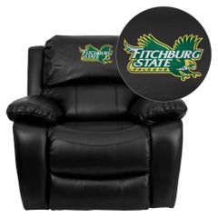 Fitchburg State University Falcons Leather Rocker Recliner - MEN-DA3439-91-BK-41031-EMB-GG