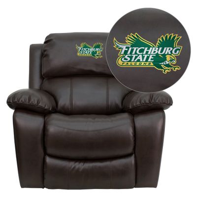Fitchburg State University Falcons Leather Rocker Recliner  - MEN-DA3439-91-BRN-41031-EMB-GG