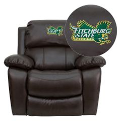 Fitchburg State University Falcons Leather Rocker Recliner  - MEN-DA3439-91-BRN-41031-EMB-GG