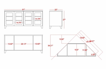 Flat Panel / Flat Screen TV Stand - 61 Inch Shaker Style TV Entertainment Corner Console for Plasma/LCD Installations - FT61SCC