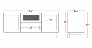 Flat Panel / Flat Screen TV Stand - 62 Inch Arts and Crafts Styled TV Entertainment Console for Plasma/LCD Installations - FT62RB