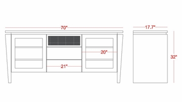 Flat Panel / Flat Screen TV Stand - 70 Inch Classic Modern TV Entertainment Console for Plasma/LCD Installations - FT72TL
