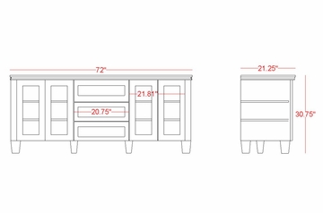 Flat Panel / Flat Screen TV Stand - 70 Inch Traditional TV Entertainment Console for Plasma/LCD Installations - FT72TC