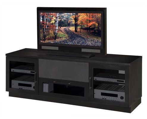 Flat Panel / Flat Screen TV Stand - 72 Inch Contemporary TV Entertainment Console for Plasma/LCD Installations in Ebonized Cherry - FT72CC-EBONIZED