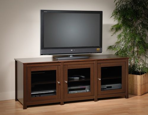 Flat Panel LCD / Plasma TV Console with 3 Glass Doors in Espresso - Santino - Prepac Furniture - EAH-6300