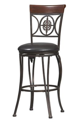 Fleur De Lis Bar Stool - Linon Furniture - 02733MTL-01-KD-U