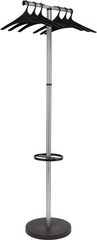 Floor Coat Stand with Bar for 6 Hangers, Silver Gray & Black Plastic