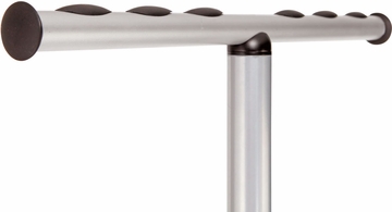 Floor Coat Stand with Bar for 6 Hangers, Silver Gray & Black Plastic