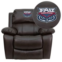 Florida Atlantic University Owls Embroidered Brown Leather Rocker Recliner  - MEN-DA3439-91-BRN-41032-EMB-GG
