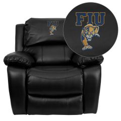 Florida International University Golden Panthers Embroidered Black Leather Rocker Recliner  - MEN-DA3439-91-BK-41033-EMB-GG