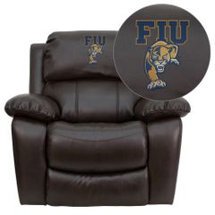 Florida International University Golden Panthers Leather Rocker Recliner - MEN-DA3439-91-BRN-41033-EMB-GG