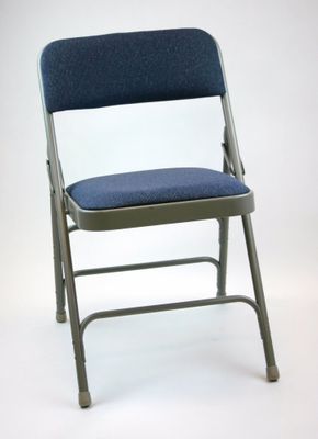 Folding Chair - Metal Folding Chair (Set of 4) with Fabric Seat and Back in Blue / Grey - ACT3000AFBLUEGREY-SET