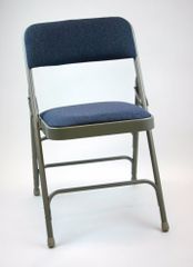 Folding Chair - Metal Folding Chair (Set of 4) with Fabric Seat and Back in Blue / Grey - ACT3000AFBLUEGREY-SET