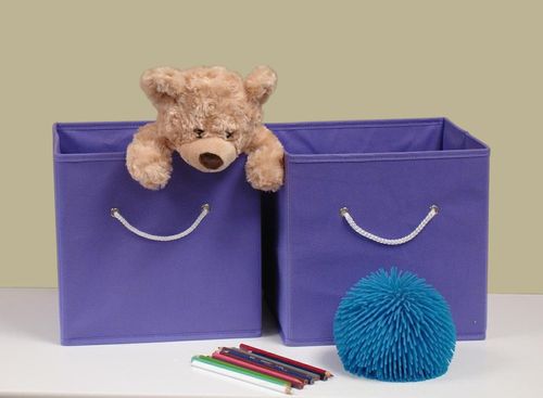 Folding Storage Bins (Set of 2) in Lavender with White Rope Handles - RiverRidge - 02-014