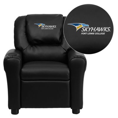 Fort Lewis College Skyhawks Black Vinyl Kids Recliner - DG-ULT-KID-BK-41034-EMB-GG