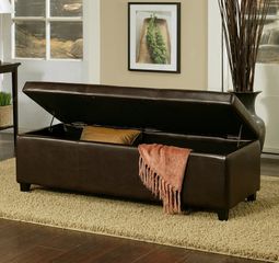 Frankfurt Leather Storage Ottoman in Dark Brown - Abbyson Living - HS-OT-001